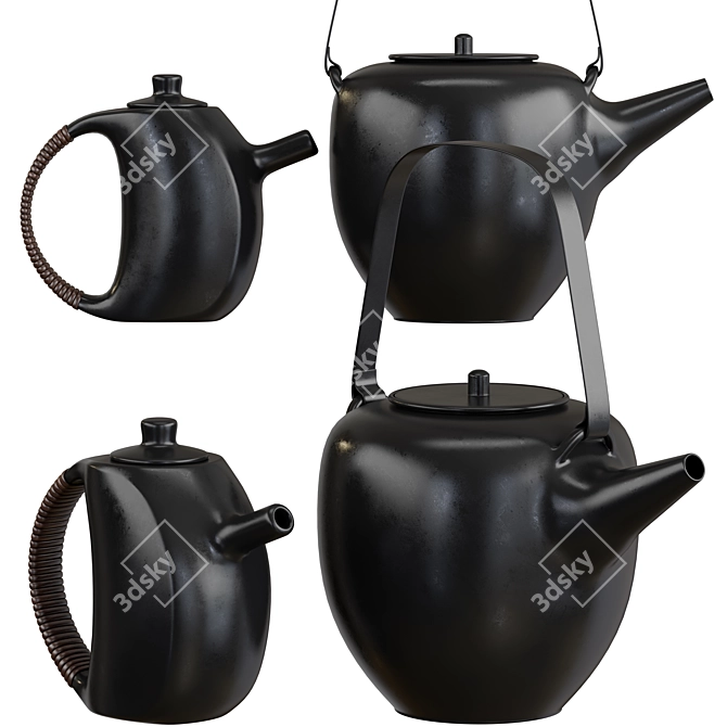 2-in-1 Teapot Set: 3 Materials 3D model image 6