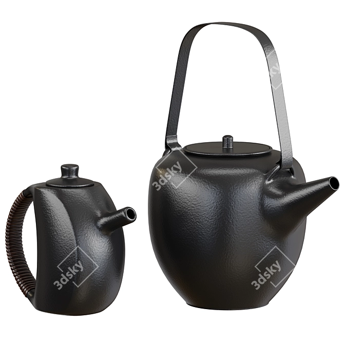 2-in-1 Teapot Set: 3 Materials 3D model image 7