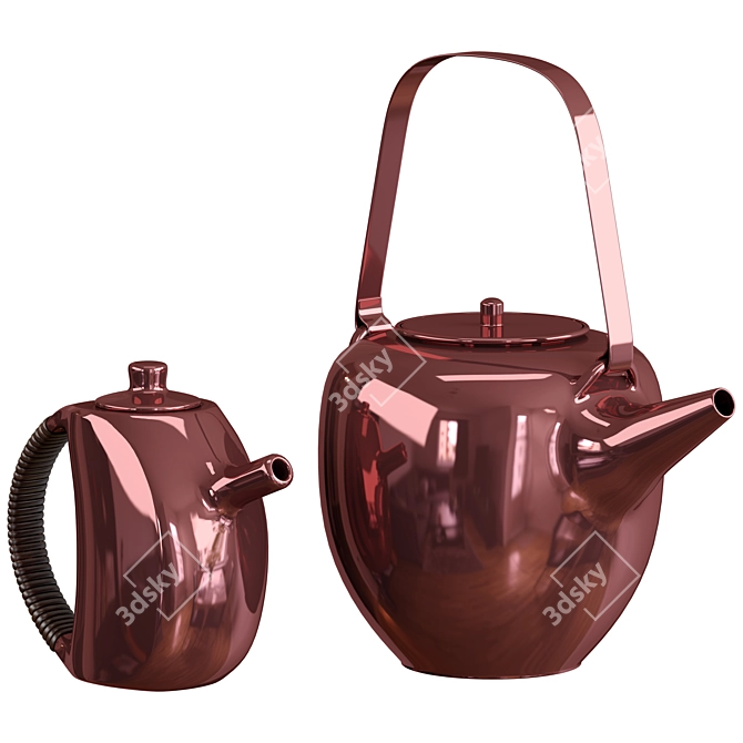 2-in-1 Teapot Set: 3 Materials 3D model image 8