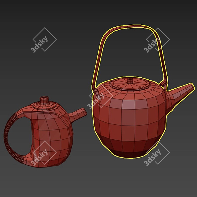 2-in-1 Teapot Set: 3 Materials 3D model image 12