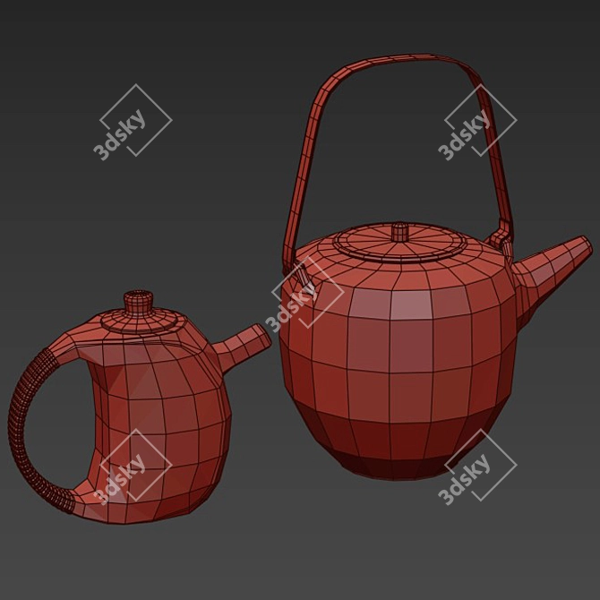 2-in-1 Teapot Set: 3 Materials 3D model image 13