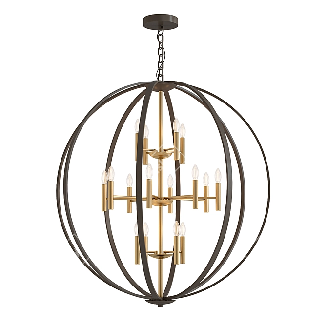 Euclid Spanish Bronze Chandelier 3D model image 1