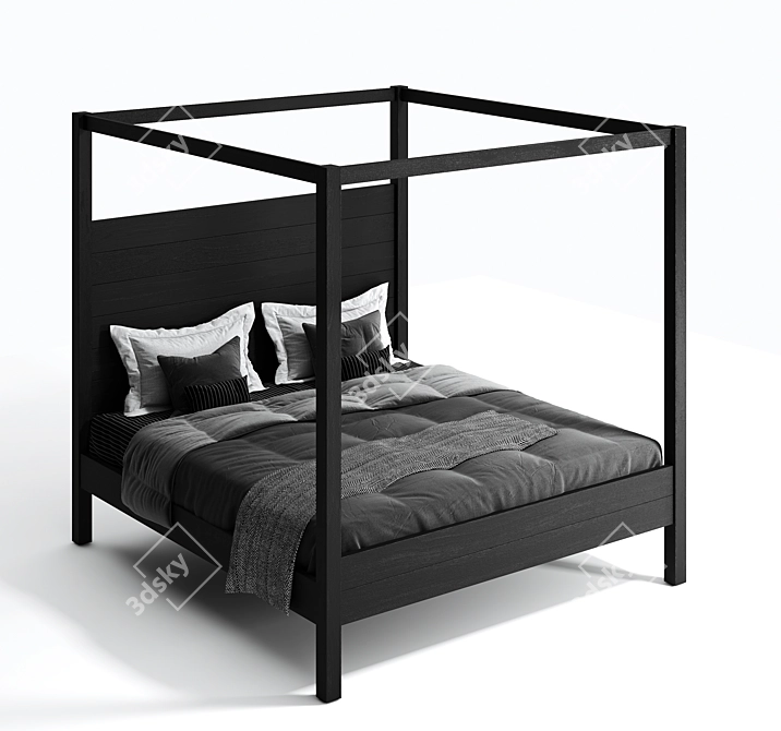 Elegant Osbaston Four-Poster Bed 3D model image 1