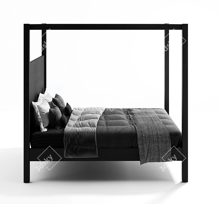 Elegant Osbaston Four-Poster Bed 3D model image 2