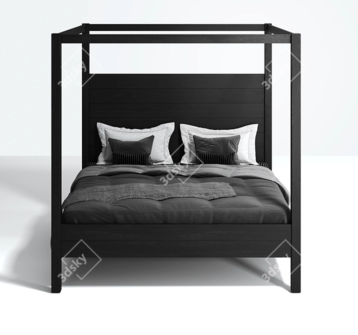 Elegant Osbaston Four-Poster Bed 3D model image 3