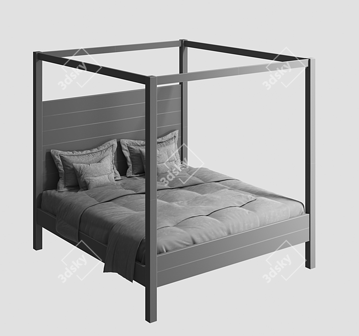 Elegant Osbaston Four-Poster Bed 3D model image 4