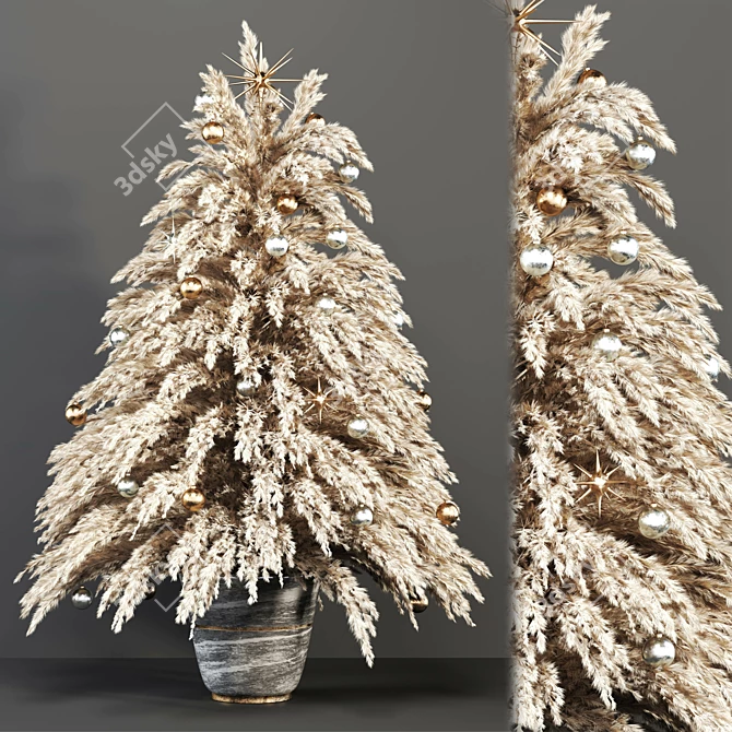 Vintage Christmas Tree - Delicate Dried Décor 3D model image 6