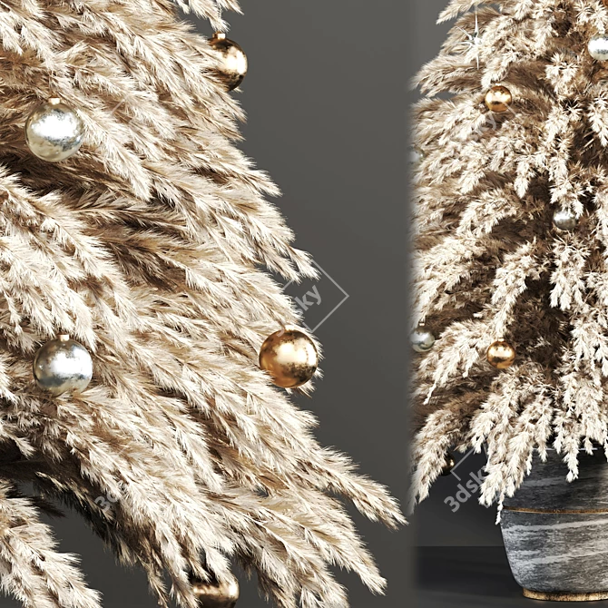 Vintage Christmas Tree - Delicate Dried Décor 3D model image 1