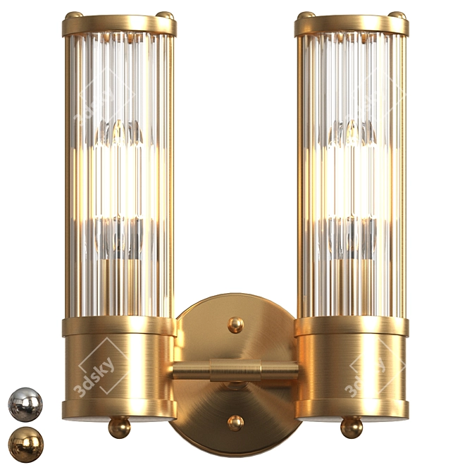 Double Wall Claridges: Sleek Brass or Nickel Wall Sconce 3D model image 1