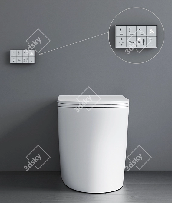 Wealwell Smart Toilet: One-Touch Automatic Ceramic Sensor 3D model image 3