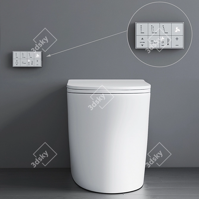 Wealwell Smart Toilet: One-Touch Automatic Ceramic Sensor 3D model image 7