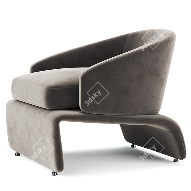 Sleek Modern HALLEY Armchair 3D model image 2