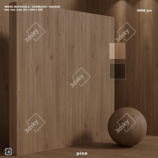 Seamless Pine Wood Set 126 3D model image 1