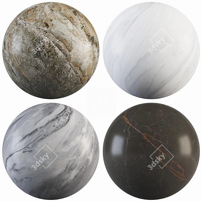 Marble Collection: Illusion Bronze, Linear Brown, Storm Gray, Fish White 3D model image 1