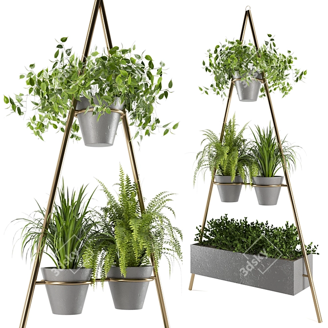 Green Oasis Indoor Plants Set 3D model image 1