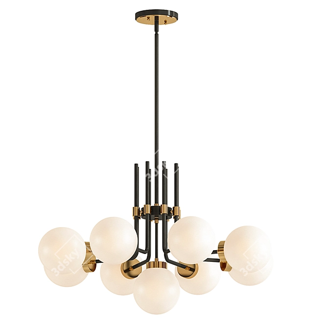 Modern Matte Black and Brass Chandelier 3D model image 1