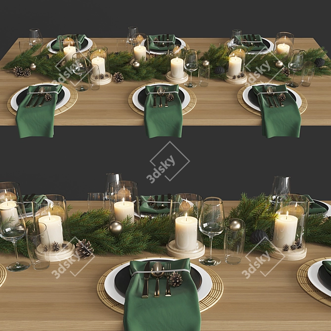 Festive Table Setting Set 3D model image 1