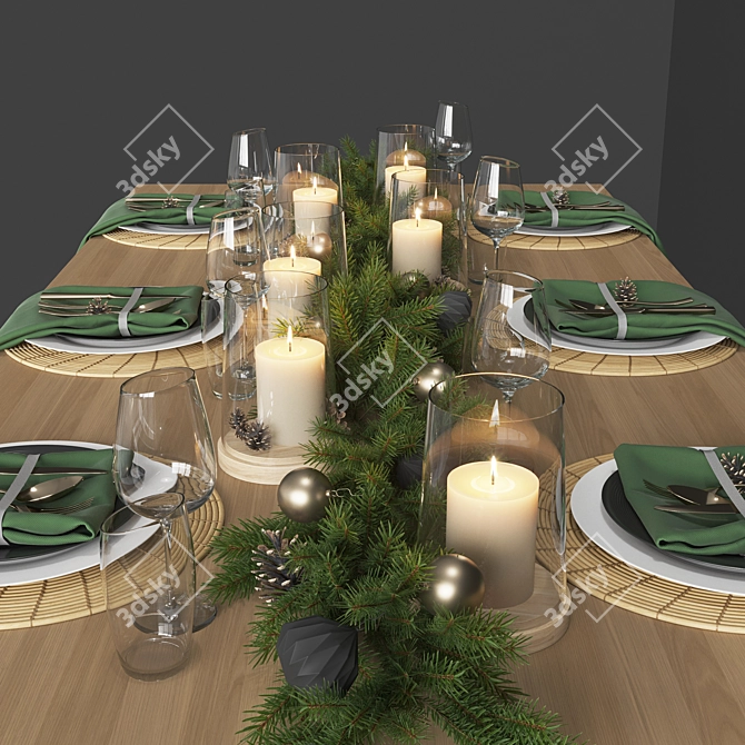 Festive Table Setting Set 3D model image 2