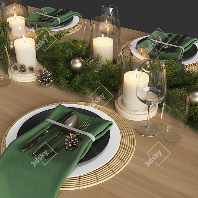 Festive Table Setting Set 3D model image 3