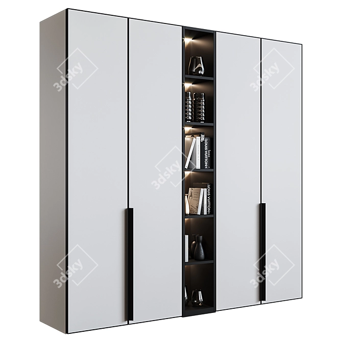  Stylish Illuminated Cupboard with Shelf 3D model image 1