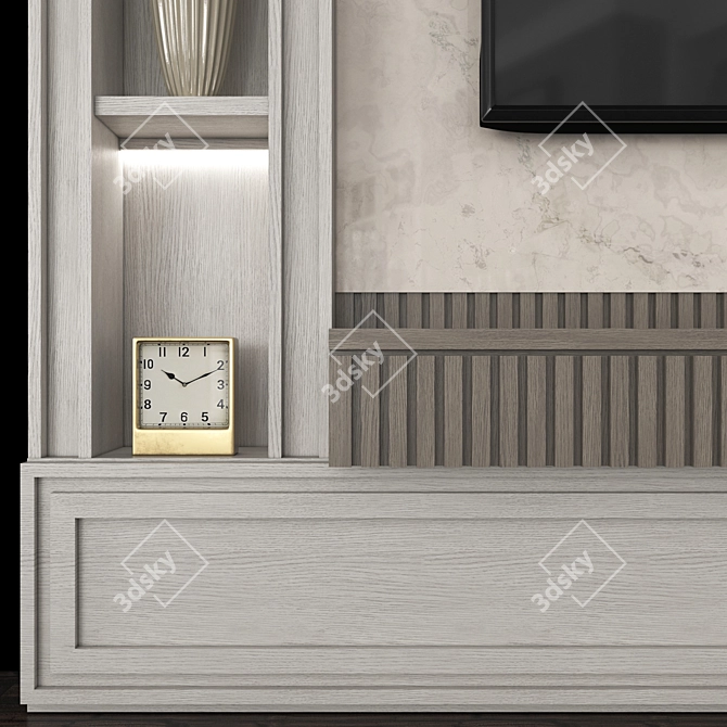 Modern TV Wall Set with 65" TV 3D model image 2