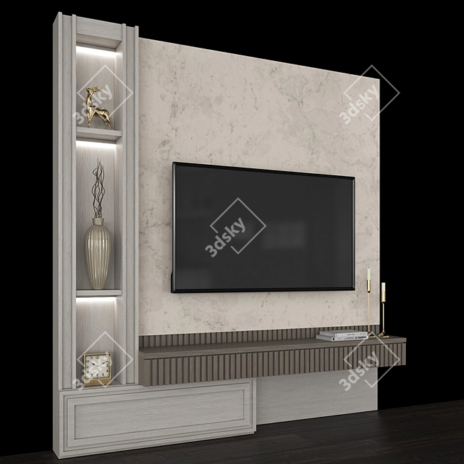 Modern TV Wall Set with 65" TV 3D model image 4