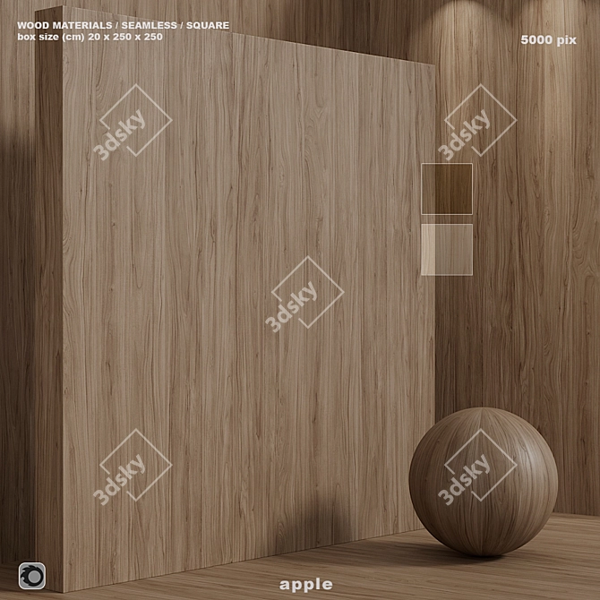 Seamless Apple Tree Wood Box Set 3D model image 1