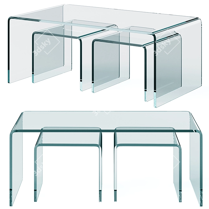 Clear Club 3-Piece Coffee Table Set by Kare Design 3D model image 1