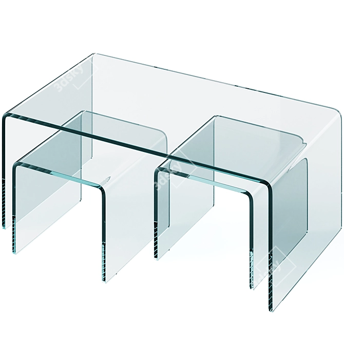 Clear Club 3-Piece Coffee Table Set by Kare Design 3D model image 2