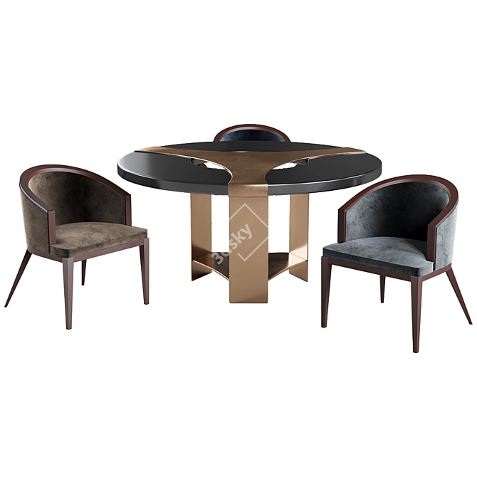 Halley Dining Set: Table & Isire Armchair 3D model image 2