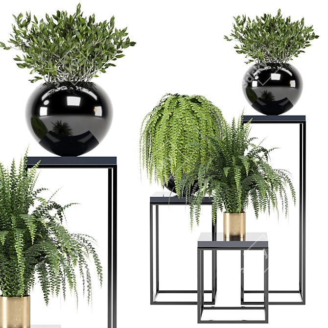 Ferm Living Bau Pot Large with Indoor Plants - Set 159 3D model image 2