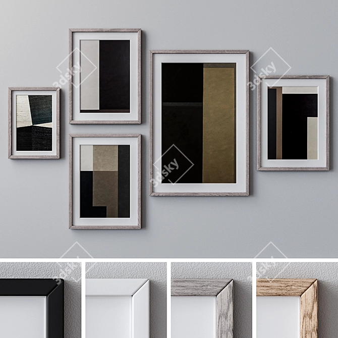 Elegant Set of Wall Paintings 3D model image 1