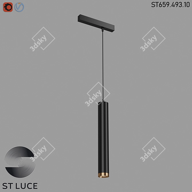 Sleek Magnetic Track Light 3D model image 1