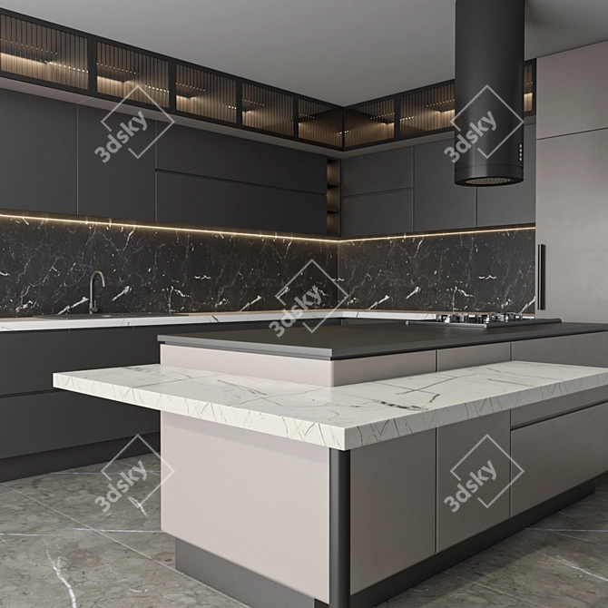High-Quality 3D Kitchen Set 3D model image 2