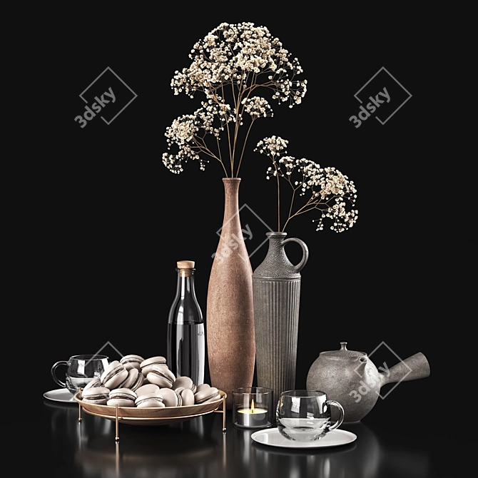 Elegant Floral Decor Set 3D model image 1