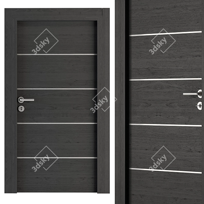 Sleek Steel and Black Wood Door 3D model image 3