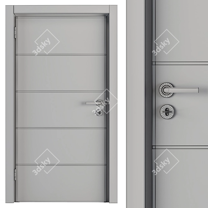 Sleek Steel and Black Wood Door 3D model image 4