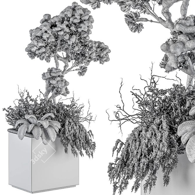 Snowy Plant Box Set: Outdoor Plants in a Winter Wonderland 3D model image 6