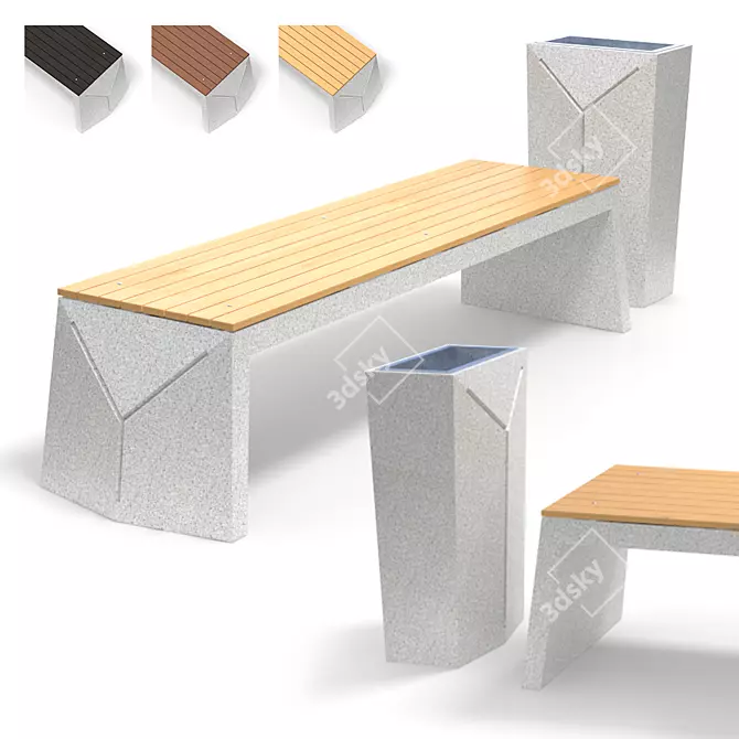 Geometric Bench and Urn Set 3D model image 1