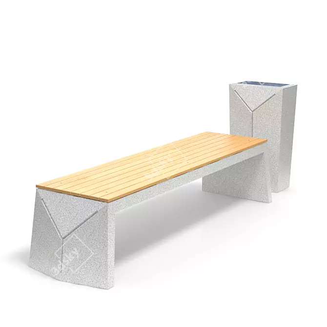 Geometric Bench and Urn Set 3D model image 2