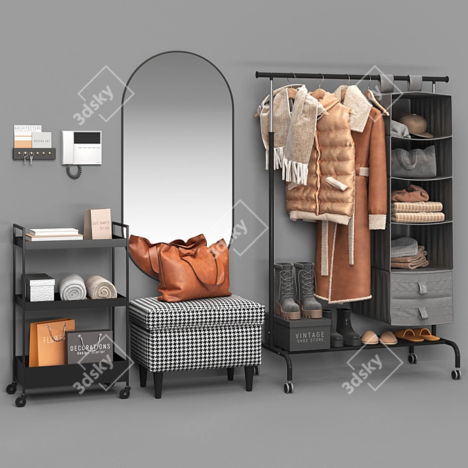 Modern Hallway Set with IKEA Furniture 3D model image 1