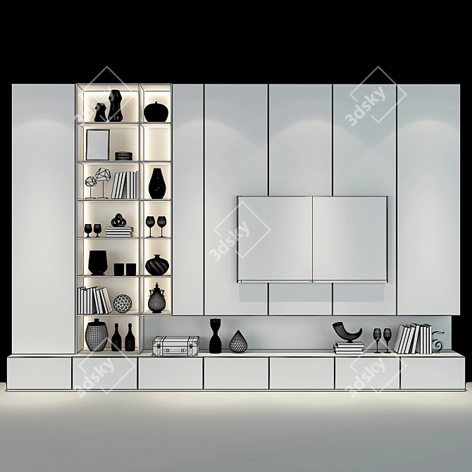 Milan Style Modern Living - TV Wall Decor 3D model image 2