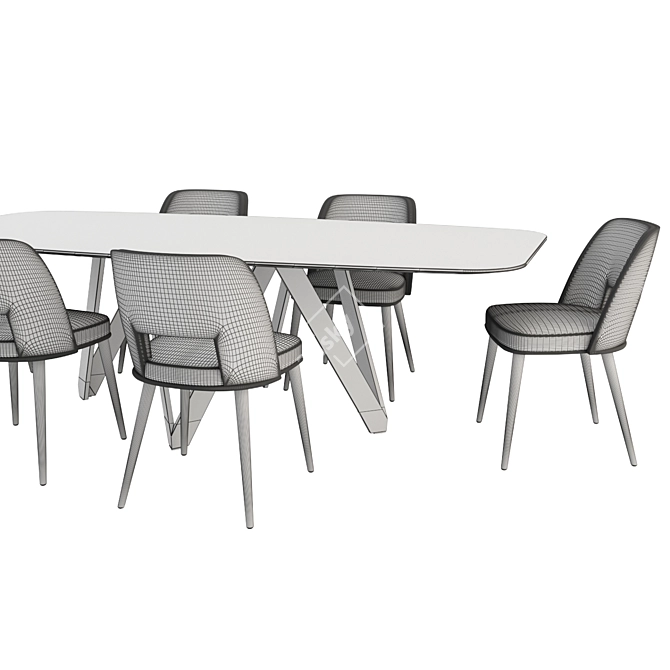 Elegant Foyer Chair & Cartesio Table 3D model image 3