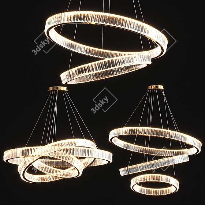 Elegant Crystal Pendant Chandelier 3D model image 1