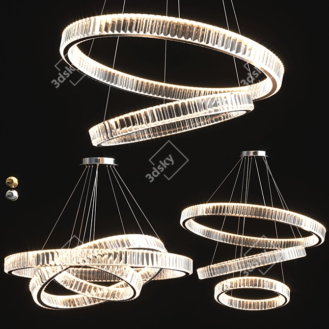 Elegant Crystal Pendant Chandelier 3D model image 2