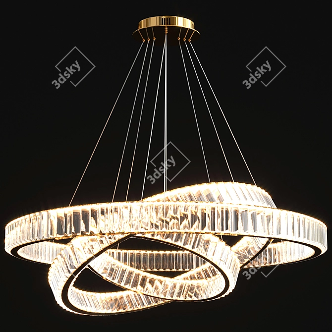 Elegant Crystal Pendant Chandelier 3D model image 3