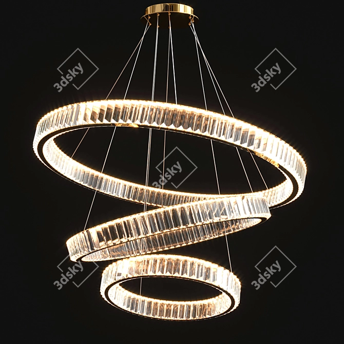 Elegant Crystal Pendant Chandelier 3D model image 4