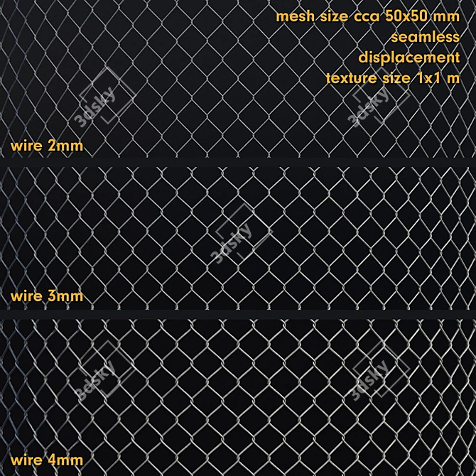 Seamless Wire Mesh Fence 3D model image 1