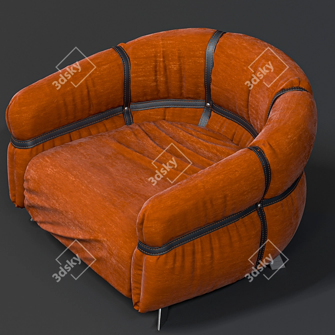 Luxury Leather Crossover Chair & Footrest 3D model image 2