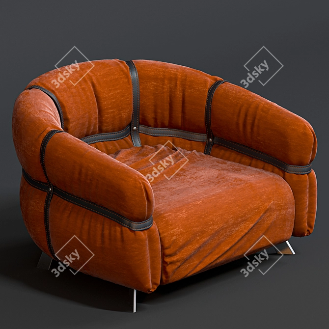 Luxury Leather Crossover Chair & Footrest 3D model image 3